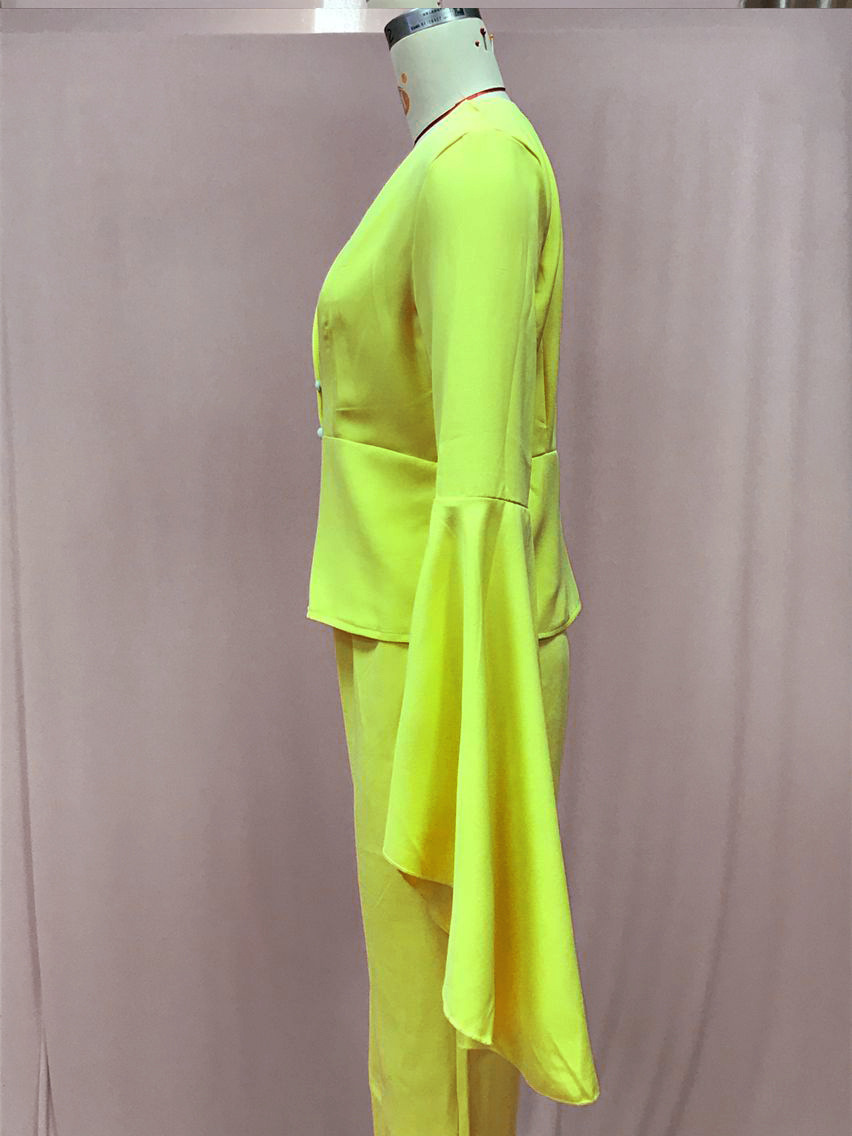 GraceChic 2025 Spring New Goddess Style Elegant Fashion Blazer Jacket High Waist Flared Pants Two-Piece Set For Women_voghion.com