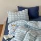 Wholesale bed sheet quilt cover naked sleeping cotton four-piece set plaid cotton rain-white double-layer gauze bedding for all seasons