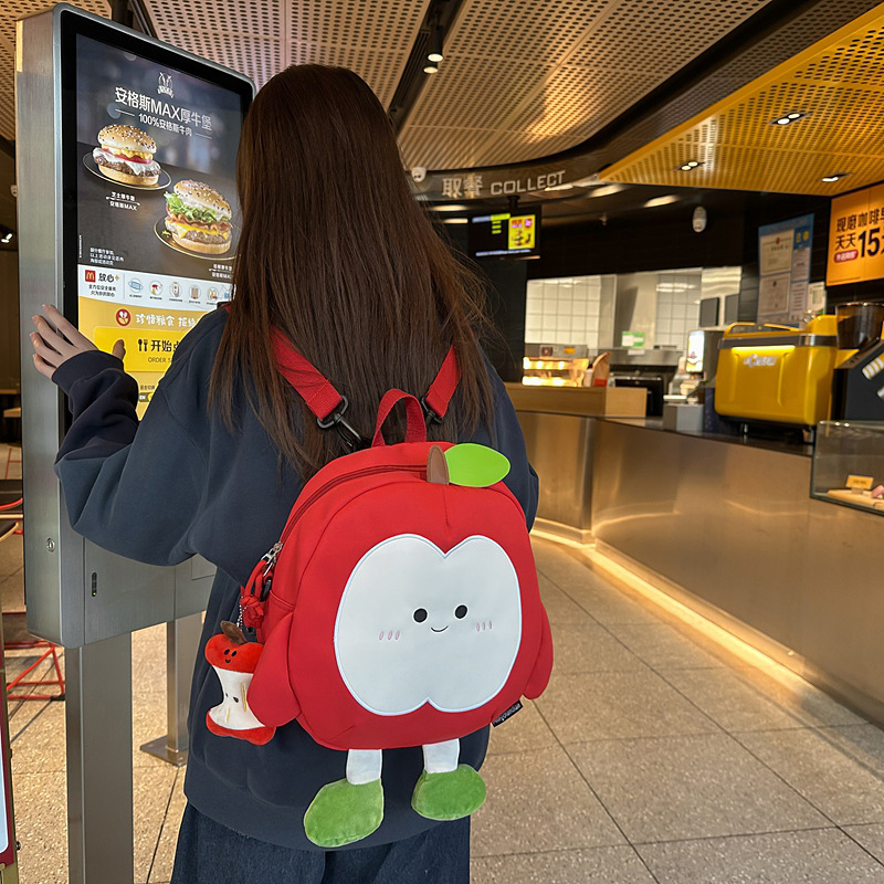Bolso de hombro para mujer con forma de manzana fresca y linda, mochila de viaje de estilo occidental de moda, nuevo bolso de lona