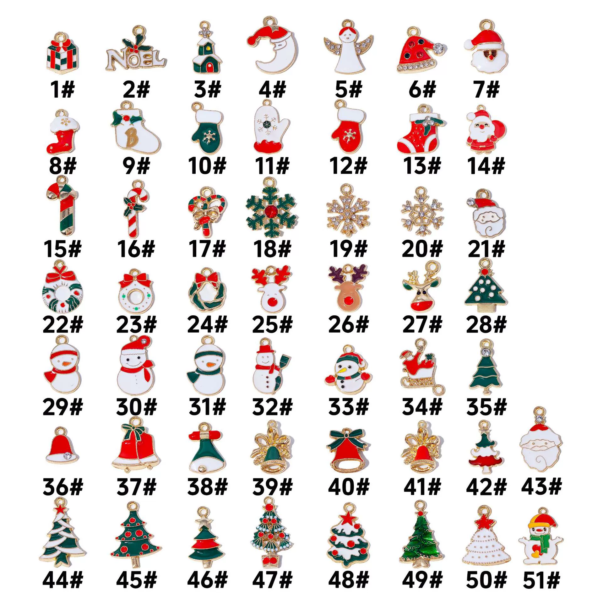 50款圣诞合金滴油配件diy挂件手工制作圣诞老人雪人吊饰材料厂家