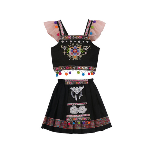 Summer Children's Costume Two-Piece Chinese Style Princess Dress for Girls, Hanfu Ancient Costume, Children's Ethnic Style Performance Costume Set, Wholesale