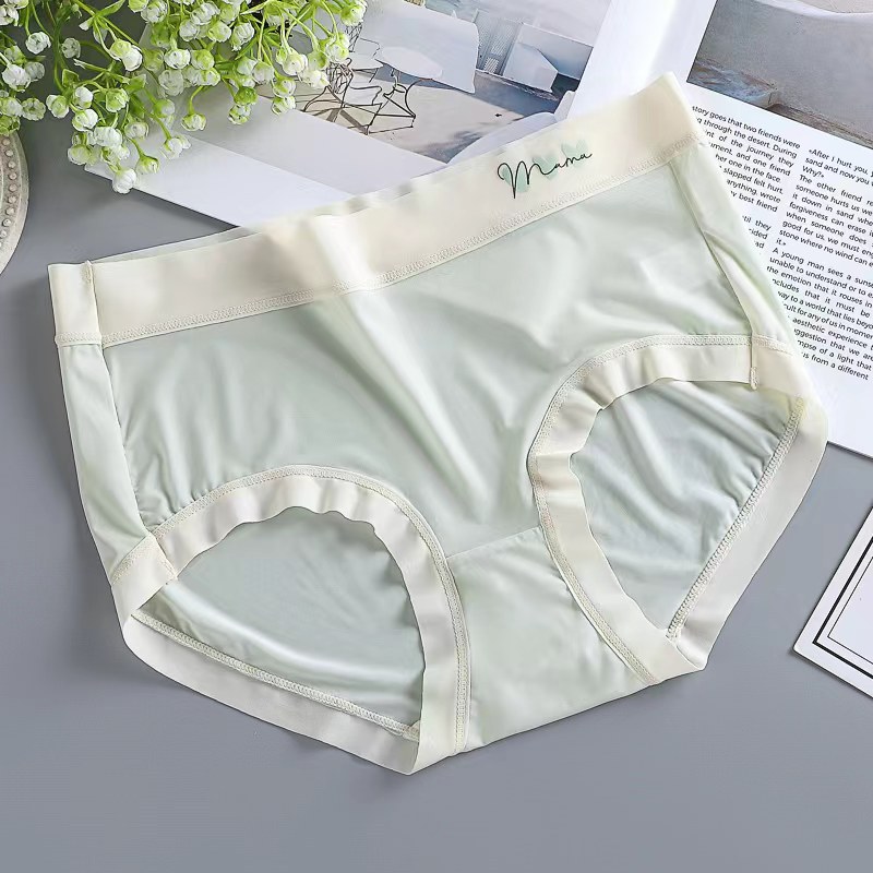 Pantalones de seda de hielo para mujeres sin marcas de cintura media transpirable para mujeres, pantalones de secado rápido antibacterianos para elevar las caderas, entrepierna de algodón delgada image 8