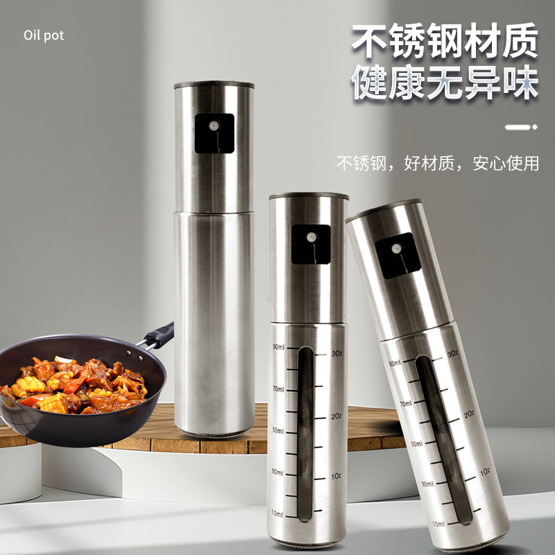 ステンレススプレー缶スプレーボトルプッシュ式霧化スプレーボトルオリーブオイルボトルキッチン家庭用バーベキュースプレーボトル|undefined
