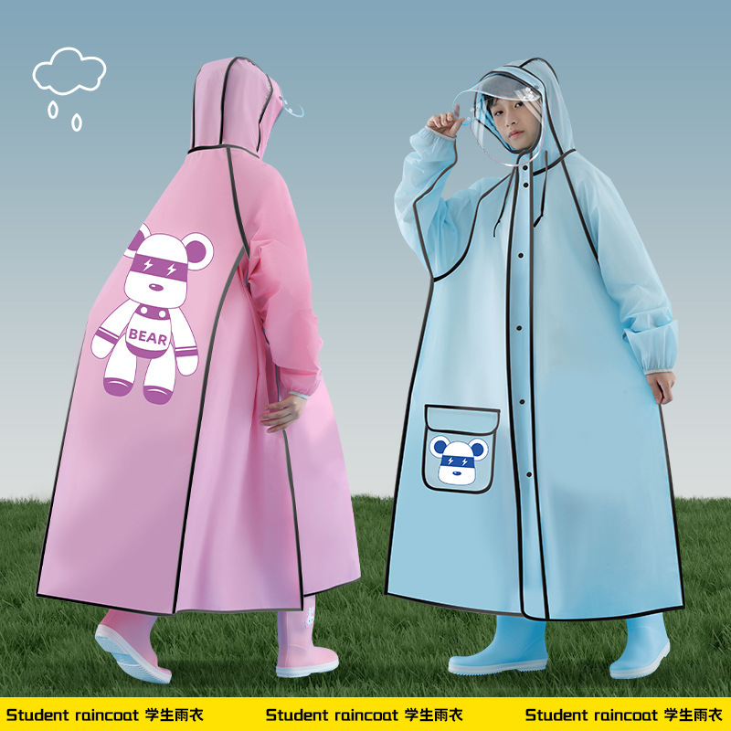 Primary and Secondary School Students, Girls and Boys, Rainproof Kidsren's Raincoat, Long Full-Body Kidsren's School Raincoat with Large School Bag Primary and Secondary School Students, Girls and Boys, Rainproof Kidsren's Raincoat, Long Full-Body Kidsren's School Raincoat with Large School Bag
