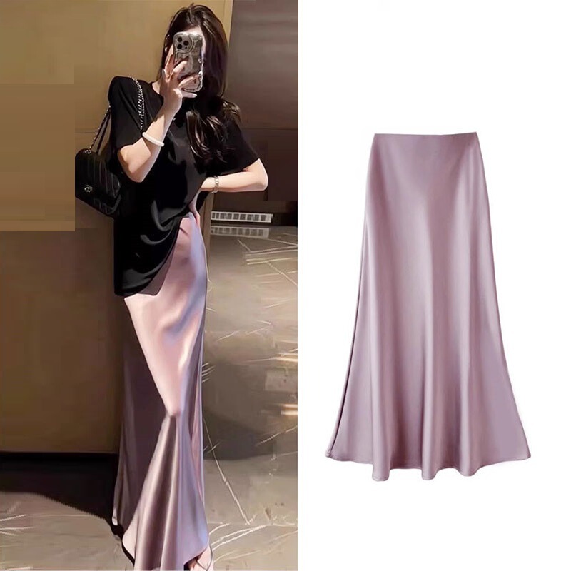 13 Colors Acetate Satin Hip-Hugging Fishtail Long Skirt, Spring, Autumn, Summer French Style Cross-Border New Drapey High-End Skirt 13 Colors Acetate Satin Hip-Hugging Fishtail Long Skirt, Spring, Autumn, Summer French Style Cross-Border New Drapey High-End Skirt
