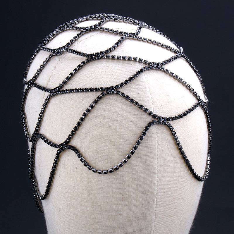 2023 transfronteriza Venta caliente garra cadena de malla tapa Europea estilo de la boda con el pelo decoración maquillaje artista fuente nueva venta al por mayor