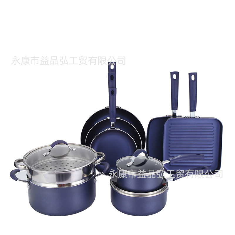 Juego de utensilios de cocina antiadherente multifuncional sartén antiadherente wok sopa olla de aluminio traje