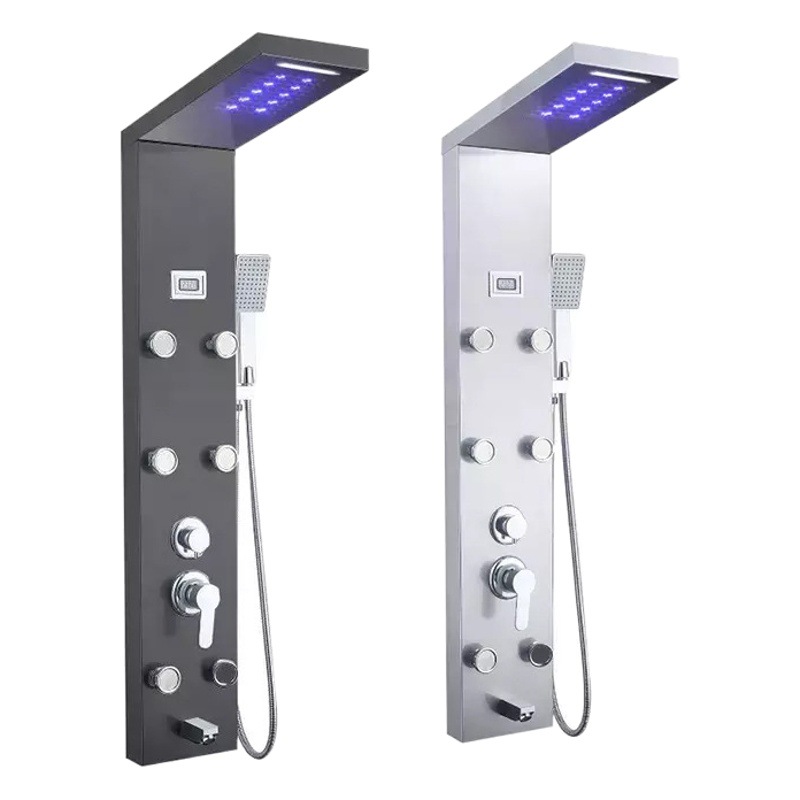 Pantalla inteligente de control de temperatura Pantalla de ducha multi-boquilla presurizada Pantalla de ducha de baño Pantalla de ducha de luz LED