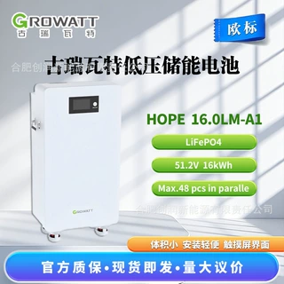 古瑞瓦特Growatt 16kWh低压立式锂电池51.2V314Ah家用太阳能系统