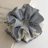 42# black and white plaid lace four-layer hair tie-15cm