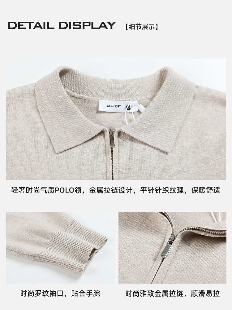 Otoño y invierno de hombre alta sensación de semiacremallera con solapa suéter de hombre de negocios casual hoodie polo jersey base hombre