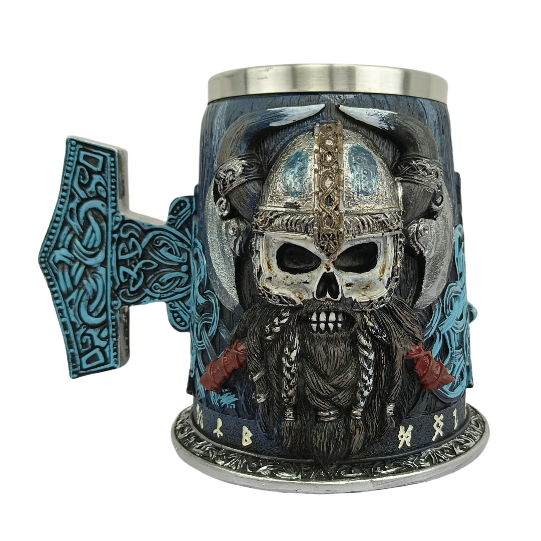 Guerrero vikingo guerrero esqueleto taza tanca bar de Halloween bebida regalo para hombres