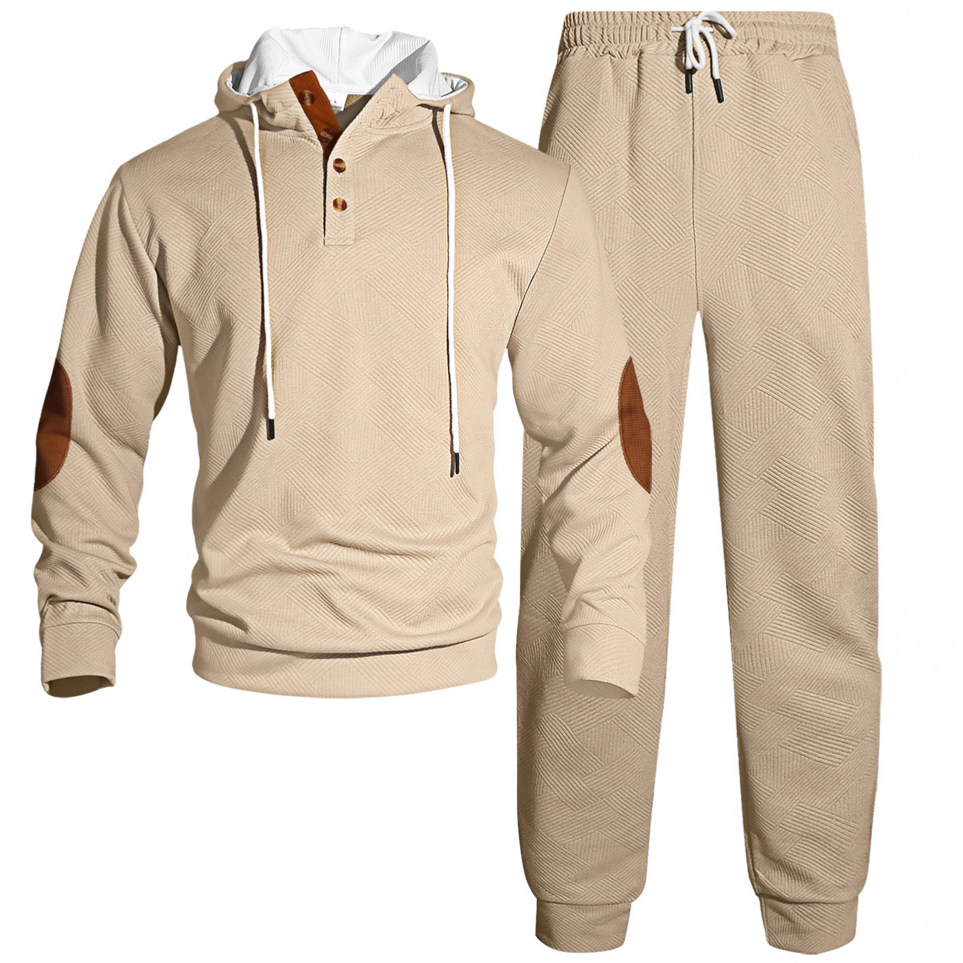 26 transfronterizos otoño y invierno hombres europeos y estadounidenses amazonas dos piezas Jacquard callejera moda casual deportiva con capuz