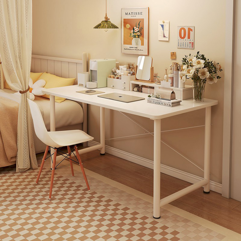 Escritorio doméstico dormitorio de niñas mesa larga simple de alquiler contra la pared mesa blanca simple mesa de computadora mesa de estudio