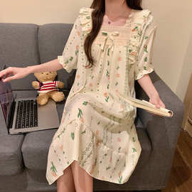 源头工厂2026年夏季新款睡衣女性感舒适吊带睡裙套装家居服云朵
