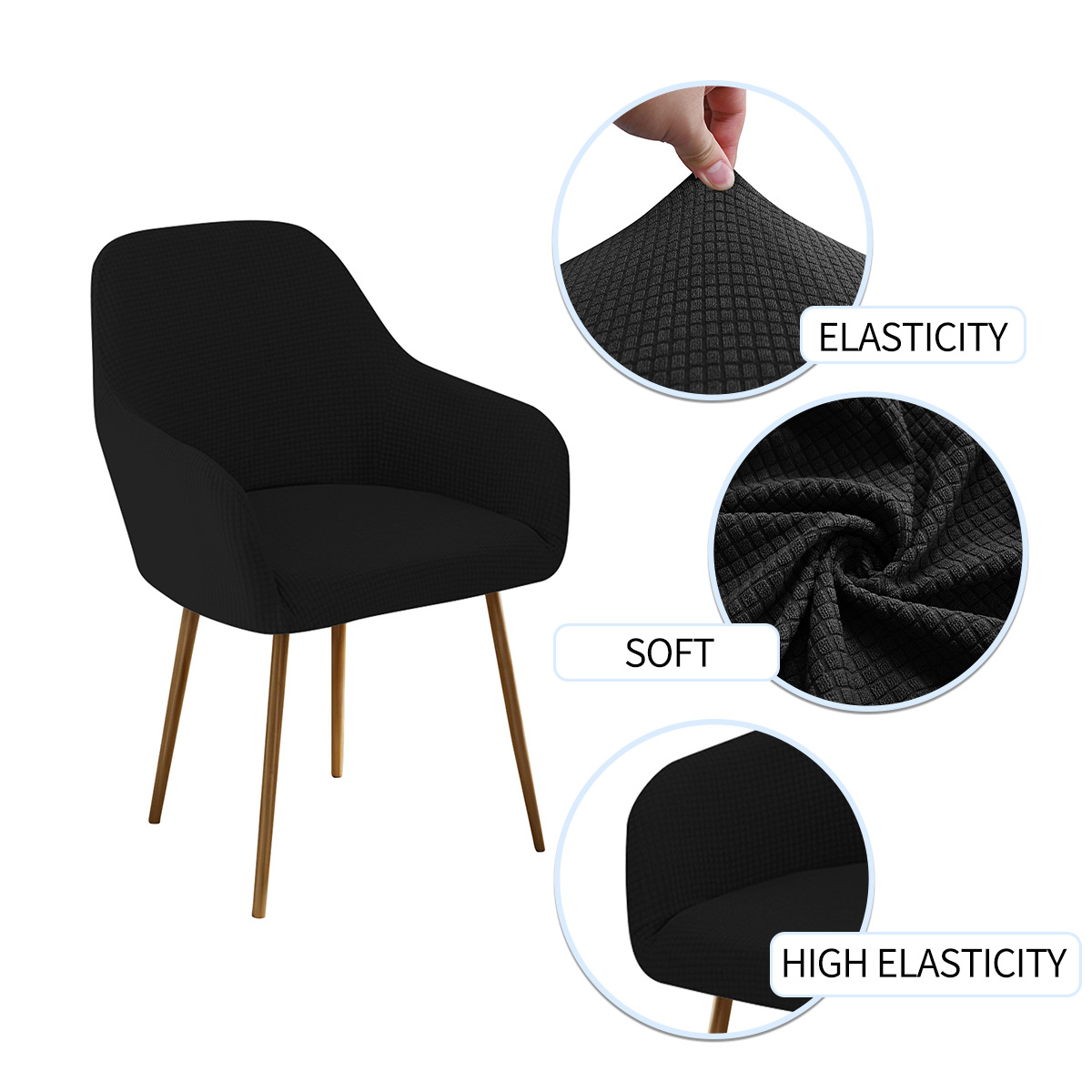 Amazon transfronteriza impermeable agitación de lana nueva cubierta de silla de arco elástica granos de maíz de alto reposabrazos cubierta de silla de comedor de hotel de forma especial