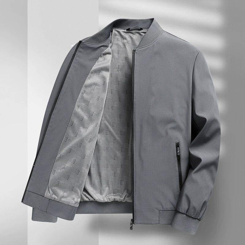 2025 базовая мужская классическая куртка с бейсбольным воротником однотонная деловая повседневная куртка 0108