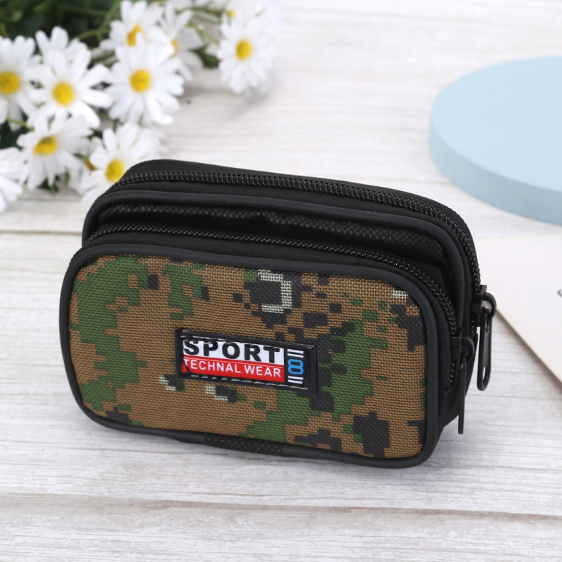 Men's camouflage canvas mobile phone bag belt elderly machine height 2 pull leather small size mobile phone bag Men's camouflage canvas mobile phone bag belt elderly machine height 2 pull leather small size mobile phone bag