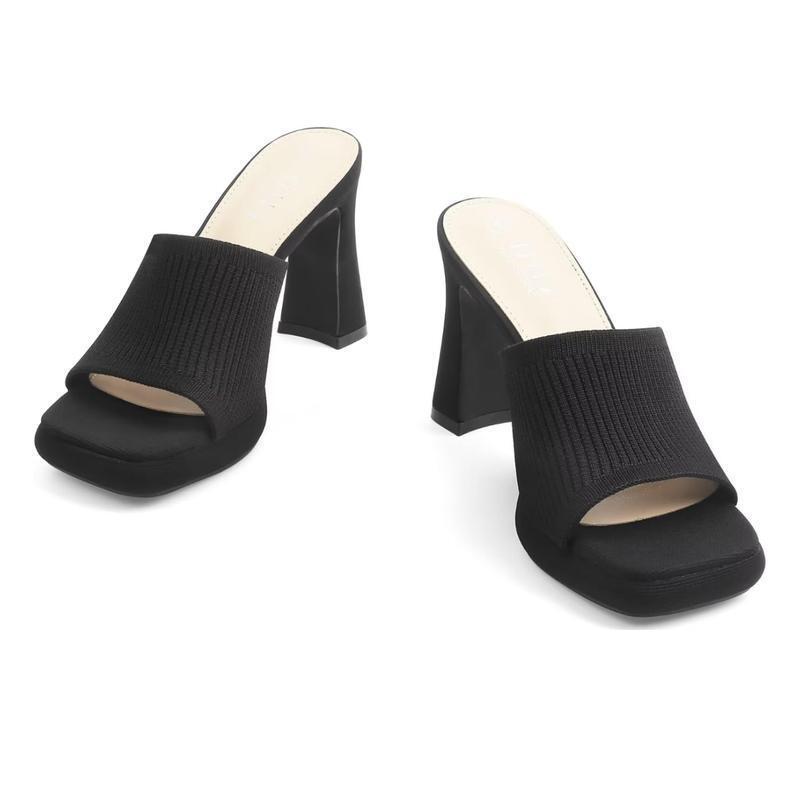 ③K 731077 Dropshipping Aliexpress Cross-Border New High-Heeled Sandals Square Toe Thick Heel Block Heel