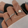 Tide, retro ring, silver 925 sample, on index finger, simple and elegant design, internet celebrity