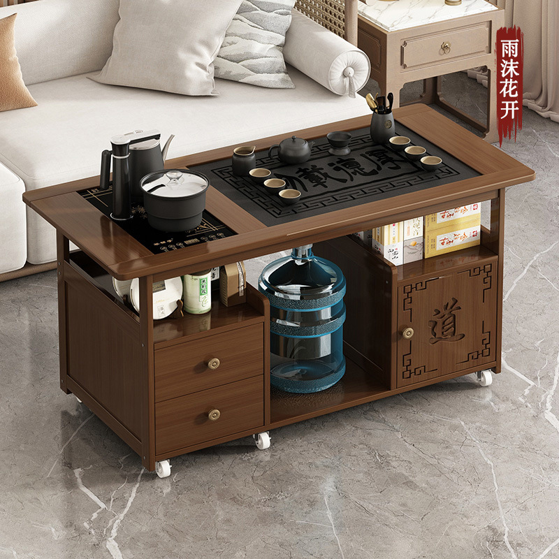Movable Tea Table Small Household Tea Cart Living Room Kettle Integrated Tea Set Non-Solid Wood Sofa Coffee Table