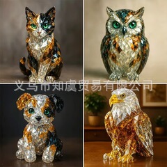 国境を越えた独立した駅の新しいクリスタル動物Sculptures樹脂動物の家庭装飾彫刻