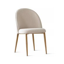 意式酒店轻奢仿木纹靠背餐椅 现代简约时尚客厅包布椅 休闲椅