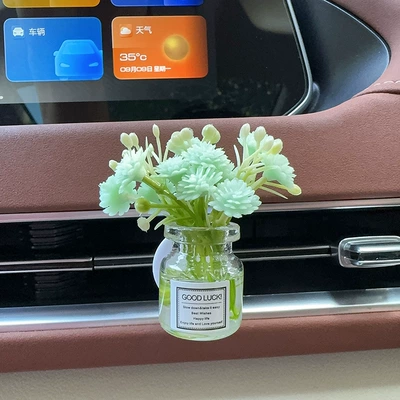 Car Perfume Aromatherapy, Outlet Vase Aromatherapy Car Air - light-green-blooming-gypsophila-bottle-with-an-air-outlet-aromatherapy-light-flavor