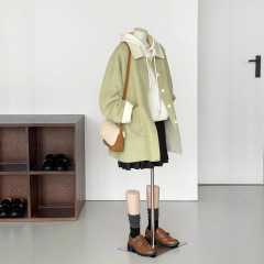 【绿意怏然】新款休闲百搭宽松通勤甜美羊毛大衣外套HL122