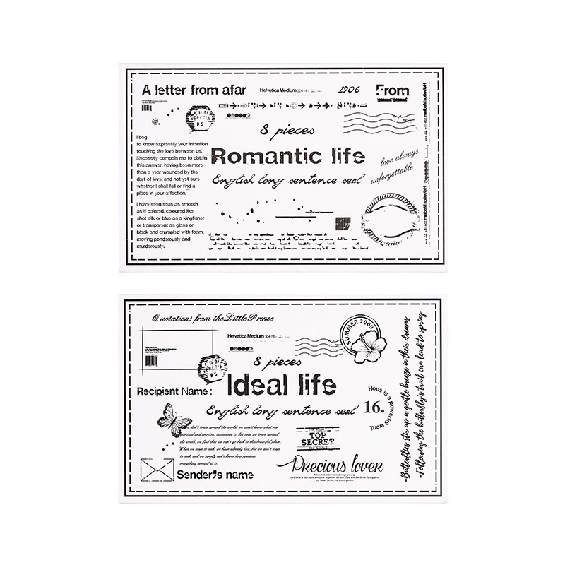 Sello de caja de madera de la serie de pista inglesa 8 piezas en el sistema retro Inglés combinación de sello de loto