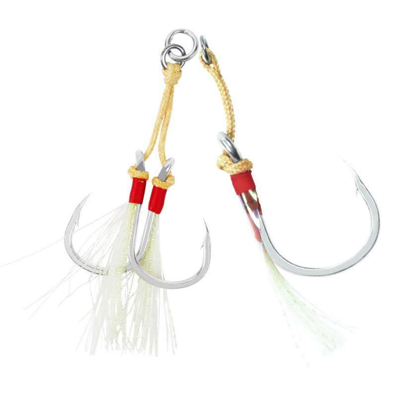 Nanyou Sea Fishing Iron Plate Hook Single and Double Hook Luminous Wire High Carbon Steel Reinforced Heavy-Duty Boat Fishing Hook Gold Gun Grouper Red Hook