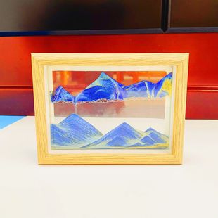 Creative Solid Wood Photo Frame Sand Painting Ornaments 3D Decompression Hourglass High-end Business Home Decorations