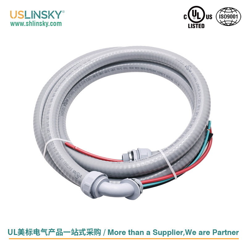 linsky软管带直接头90°接头连接线电线6FT长度成品穿线管UL认证