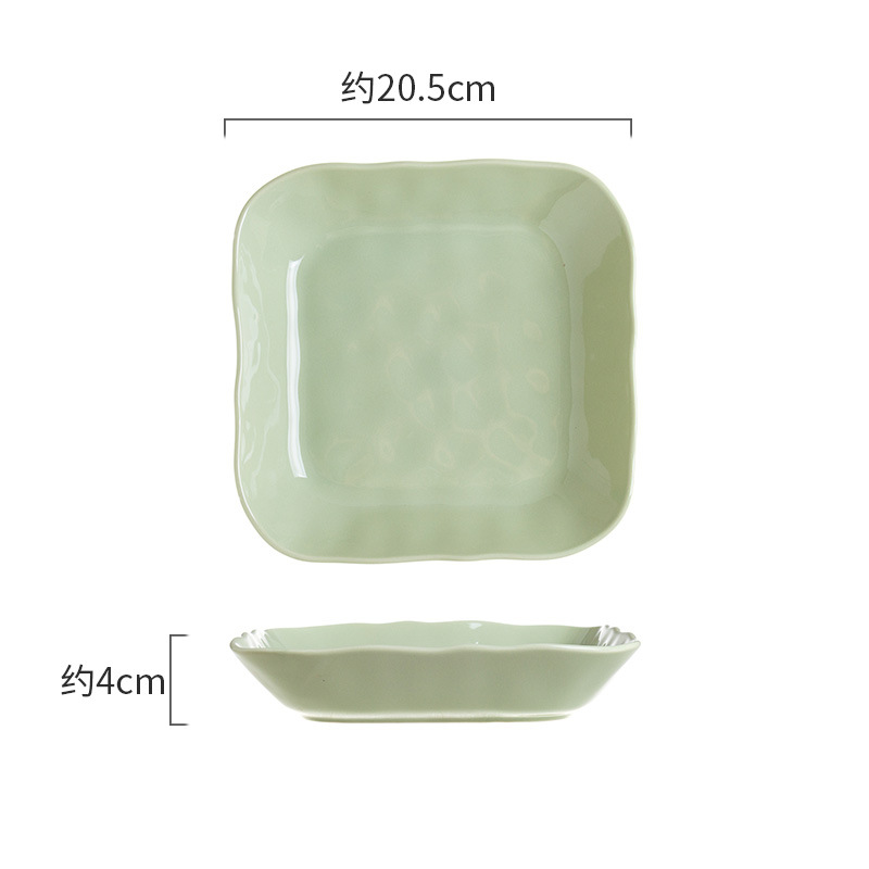 8inch 사각 접시 우유 녹색 손 반죽