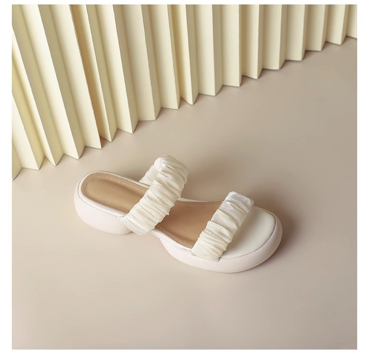 Ruodan Original High-end Sense ~ Infradito in seta con suola spessa e punta tonda capispalla da donna moda sandali e pantofole con tacco spesso_voghion.com