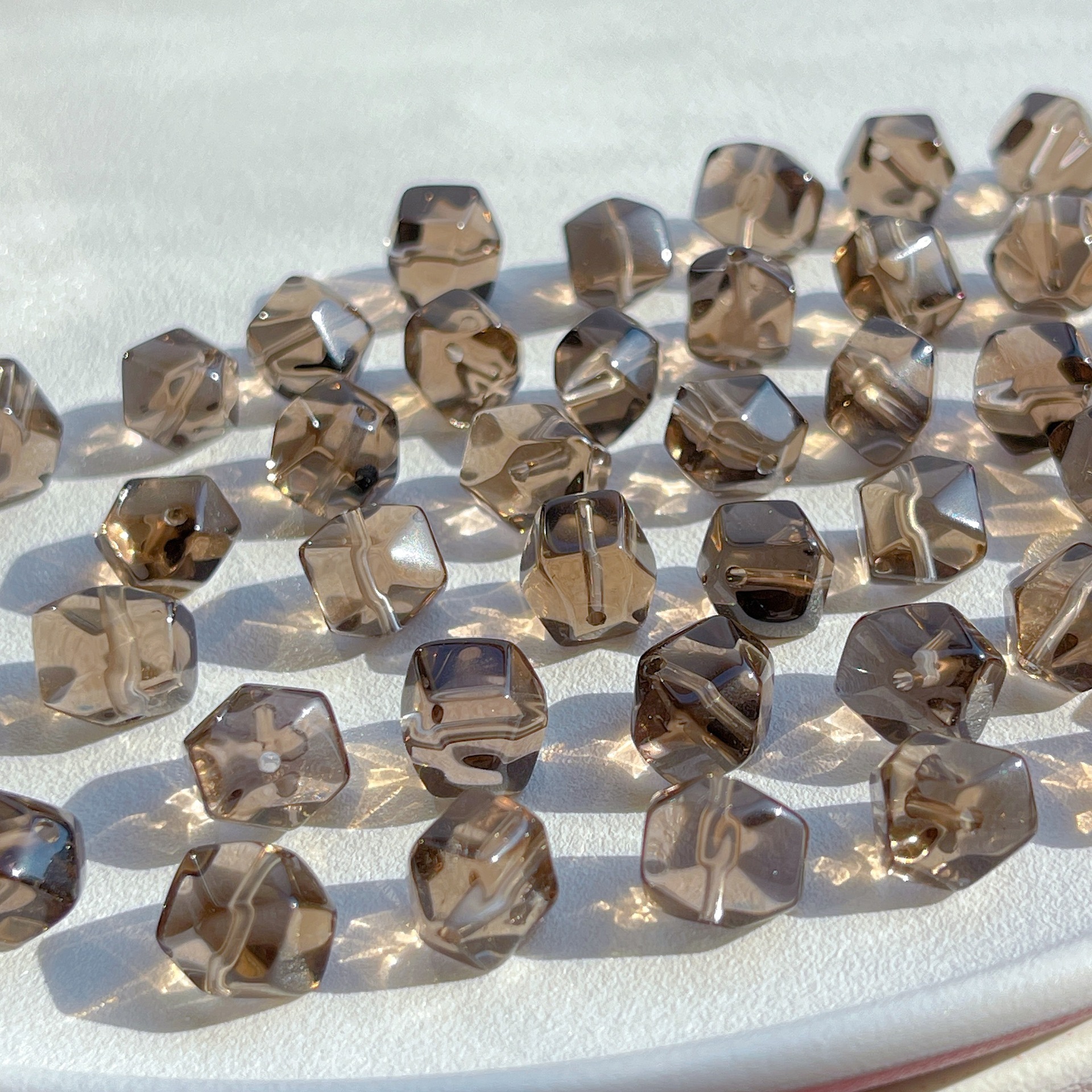 Natural Tea Crystal DIY Jewelry Accessories Single Beads Accompanying Faceted Loose Beads Spacer Crystal Jewelry Bracelets with Beads