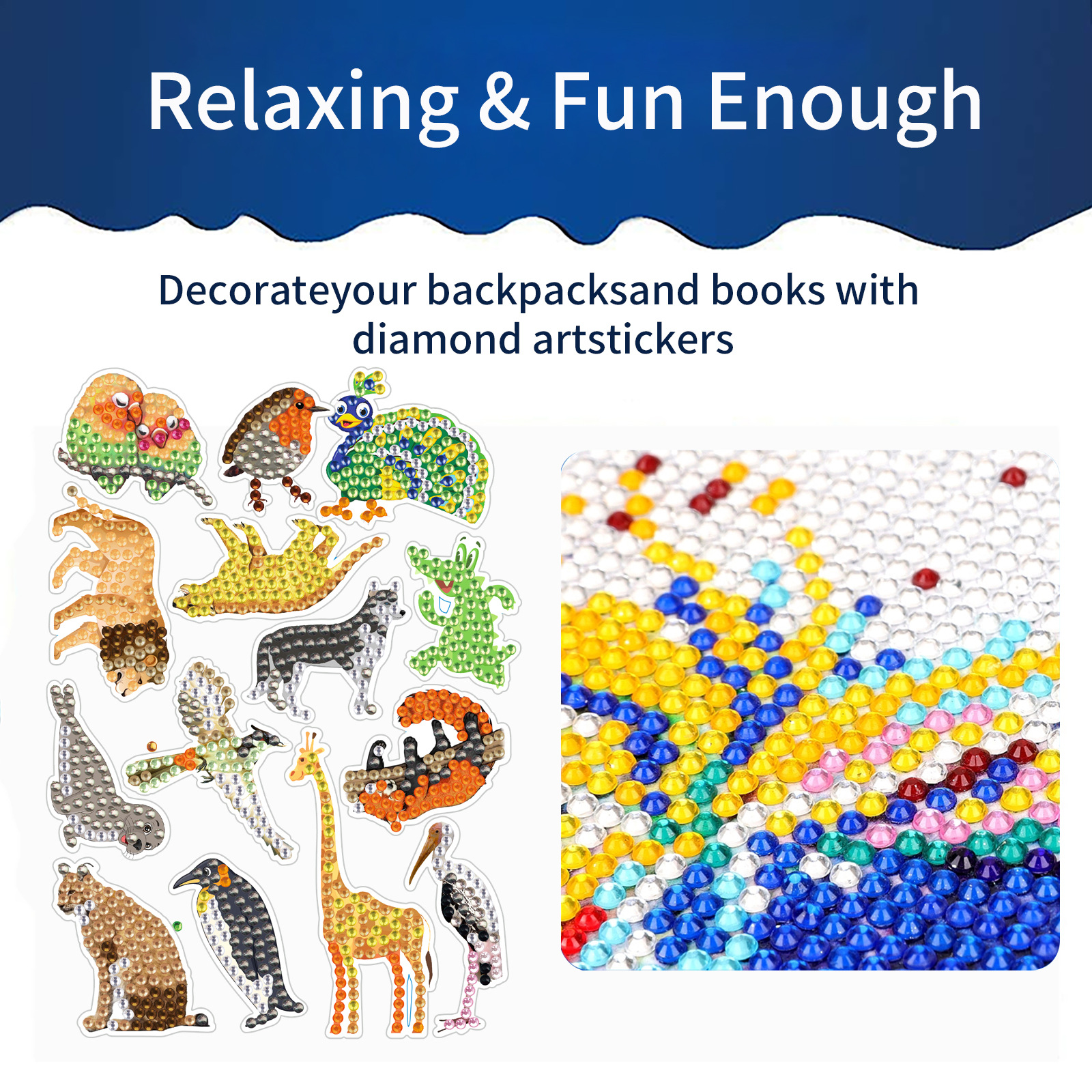 Venta caliente serie de animales de dibujos animados pintura de diamantes oso de peluche pegatinas gratis pegatinas de pared de bricolaje pegatinas hechas a mano para niños pegatinas