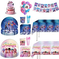 跨境热卖猎魔女团主题生日派对用品纸盘纸杯KPOP布置装饰品餐具
