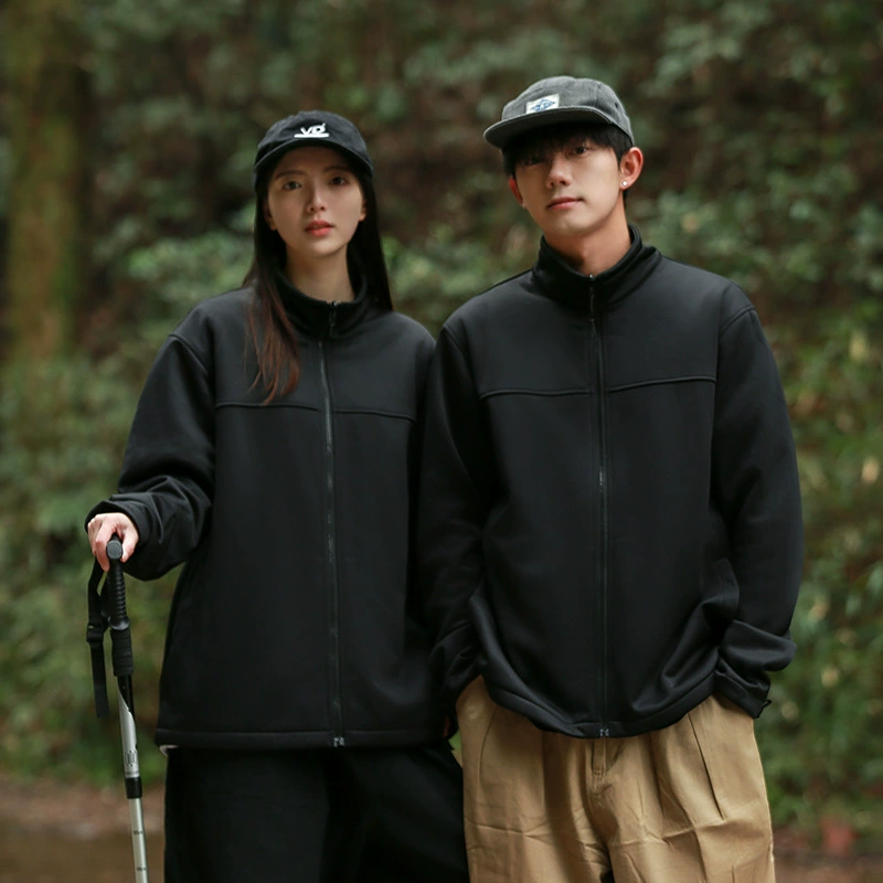 Пара из переплетенного флиса, не скатывающийся, не выцветающий весной и осенью, дышащий, приятный для кожи, повседневный высокоэластичный модный свитер для бега на открытом воздухе