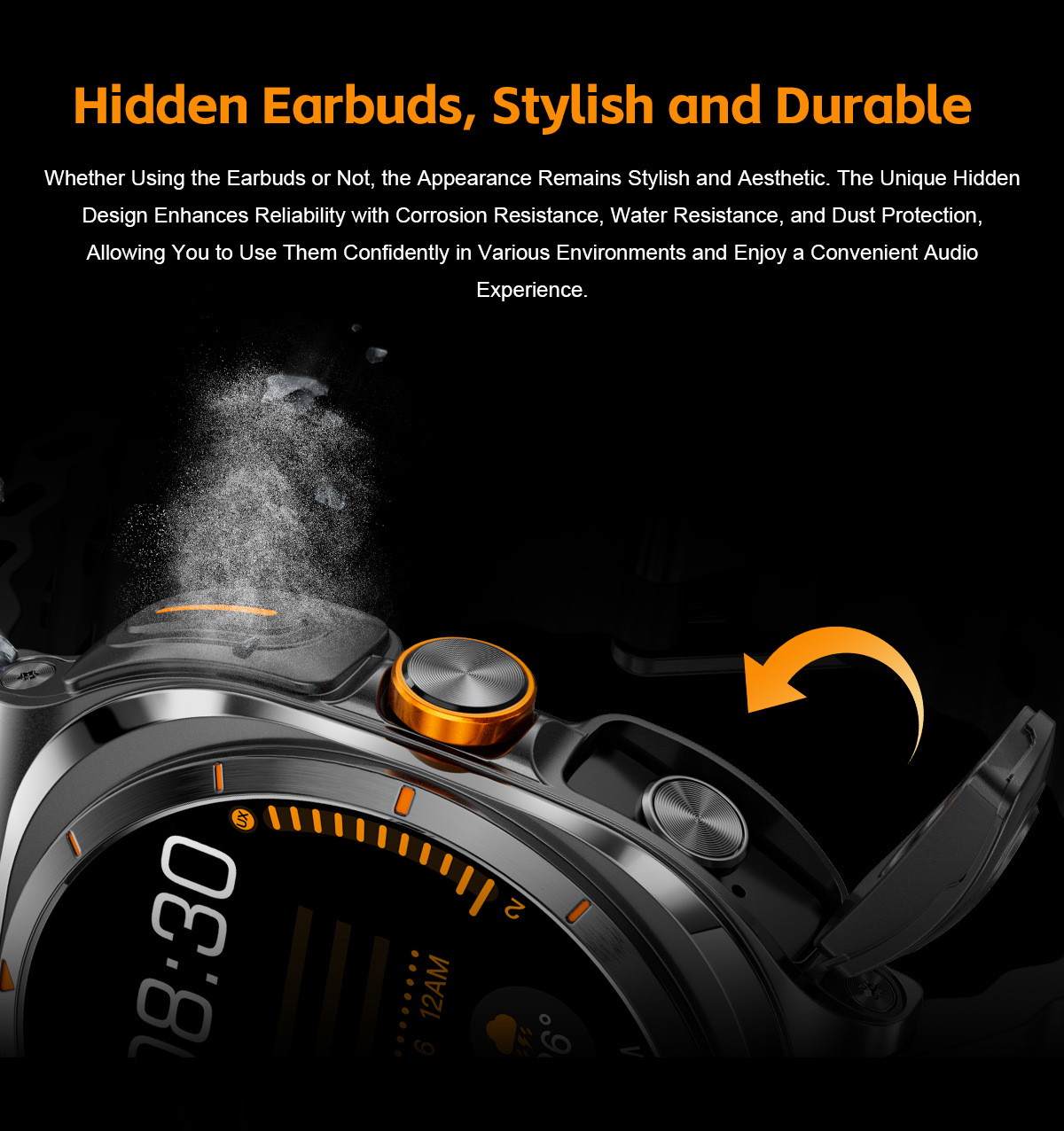 Smartwatch med integrerade tws hörlurar bluetooth sportklocka_voghion.com