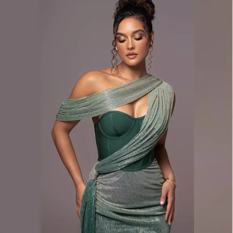 Independent Station Explosions Solid Color Sleeveless Tube Top dress Split Design Sense Stitching Hip Dress Sexy Women's Clothing