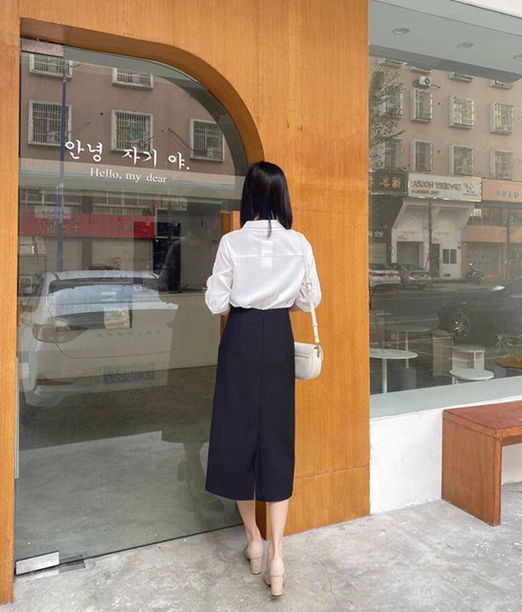 Chân váy vest nữ dáng lửng cạp cao ống đứng xẻ tà sau ôm mông, dài 60 cm / 72 cm — Hồng (60CM), Hồng (72CM), Kaki (72CM), Màu be (60CM) chi tiết 12