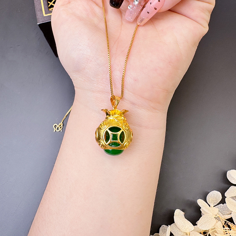 Vietnam oro de oro imitación de medula de jade bolsas de fortuna colgante estilo nacional personalidad en línea popular estilo multifacé joyería Yiwu joyería fuente al por mayor