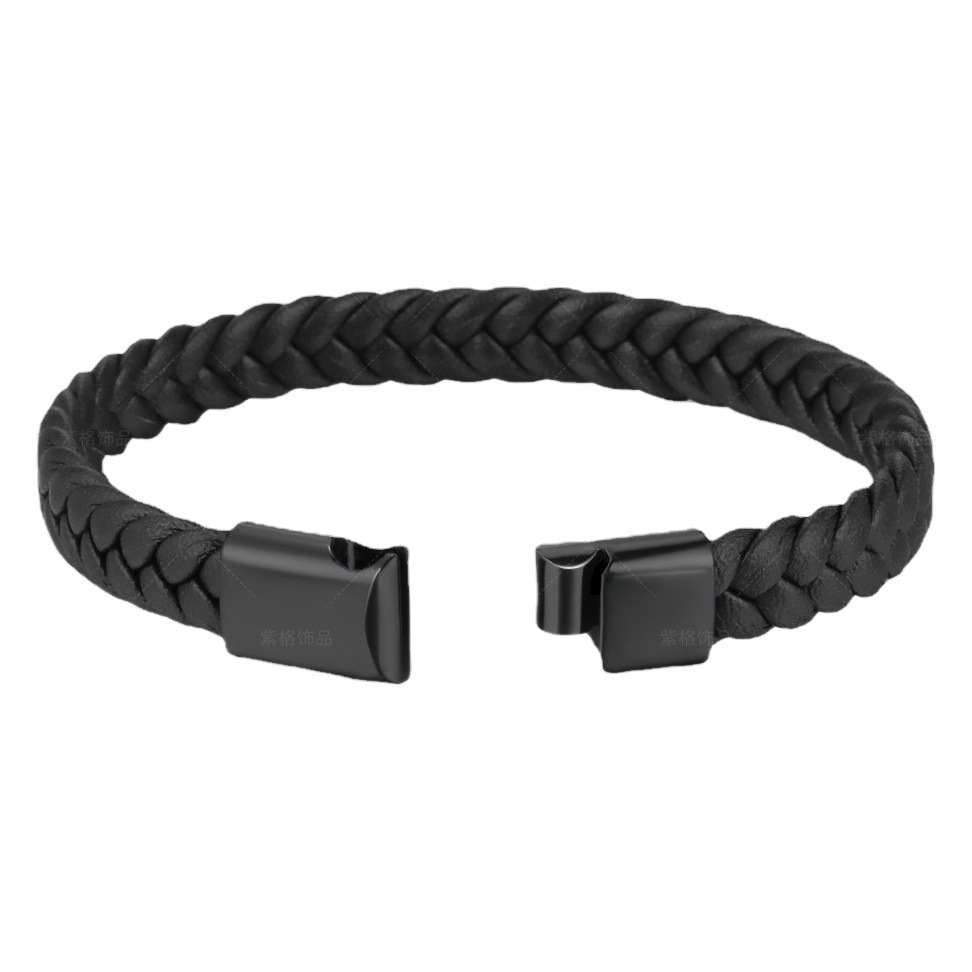 Pulsera tejida a mano de cuero vintage transfronteriza de aleación de cuero de los hombres pulsera de cuerda de cuero joyería al por mayor ventas directas de fábrica