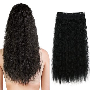 European and American One-Piece Five-Card Wig Wig for Women, Chemical Fiber Corn Perm Clip Hair, Water Ripple Five-Clip Hair Extensions