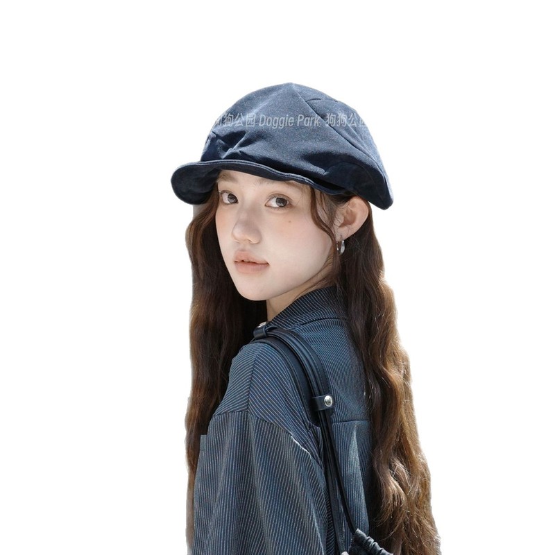 日系复古褶皱不规则贝雷帽秋冬新款百搭显脸小韩系麂皮绒八角画家|undefined