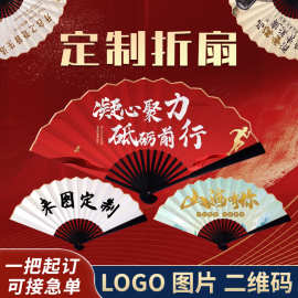 宣纸折扇定制广告宣纸国潮扇子双面彩印logo企业宣传折扇定做