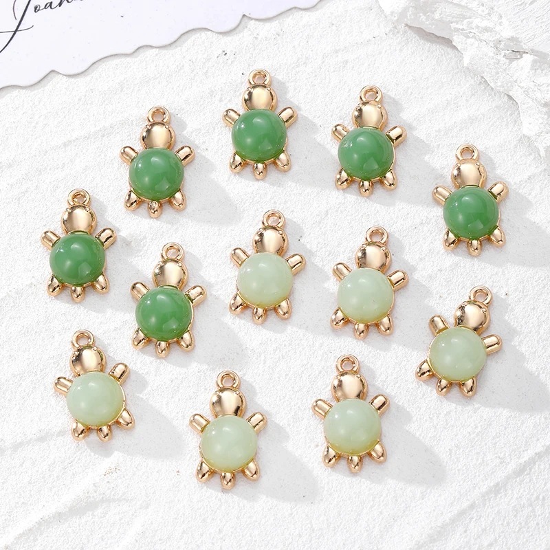 All Seasons Season Polished Finish 10 PCS/Package 14 * 22mm Alloy Artificial Gemstones Tortoise Polished Pendant DIY Jewelry Accessories