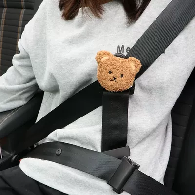 Simple Seat Auxiliary Belt, Seat belt shoulder pad - deep-coffee-bear-no-letters-child-safety-belt-fixer