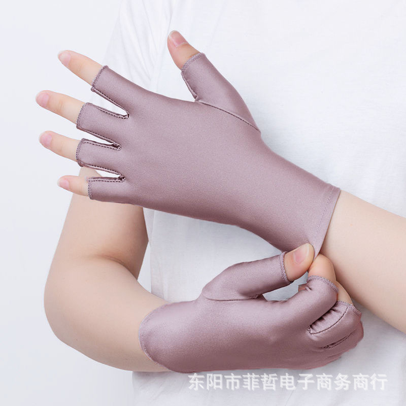 二本指の半分の指の手袋の夏の日焼け止めの手袋の女性の春秋の薄いタイプの電気自動車の礼儀のネイルの弾力の手袋|undefined